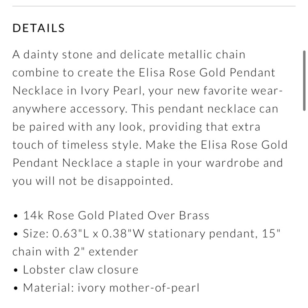 Kendra Scott rose gold ivory pearl Elisa necklace - Picture 2 of 6